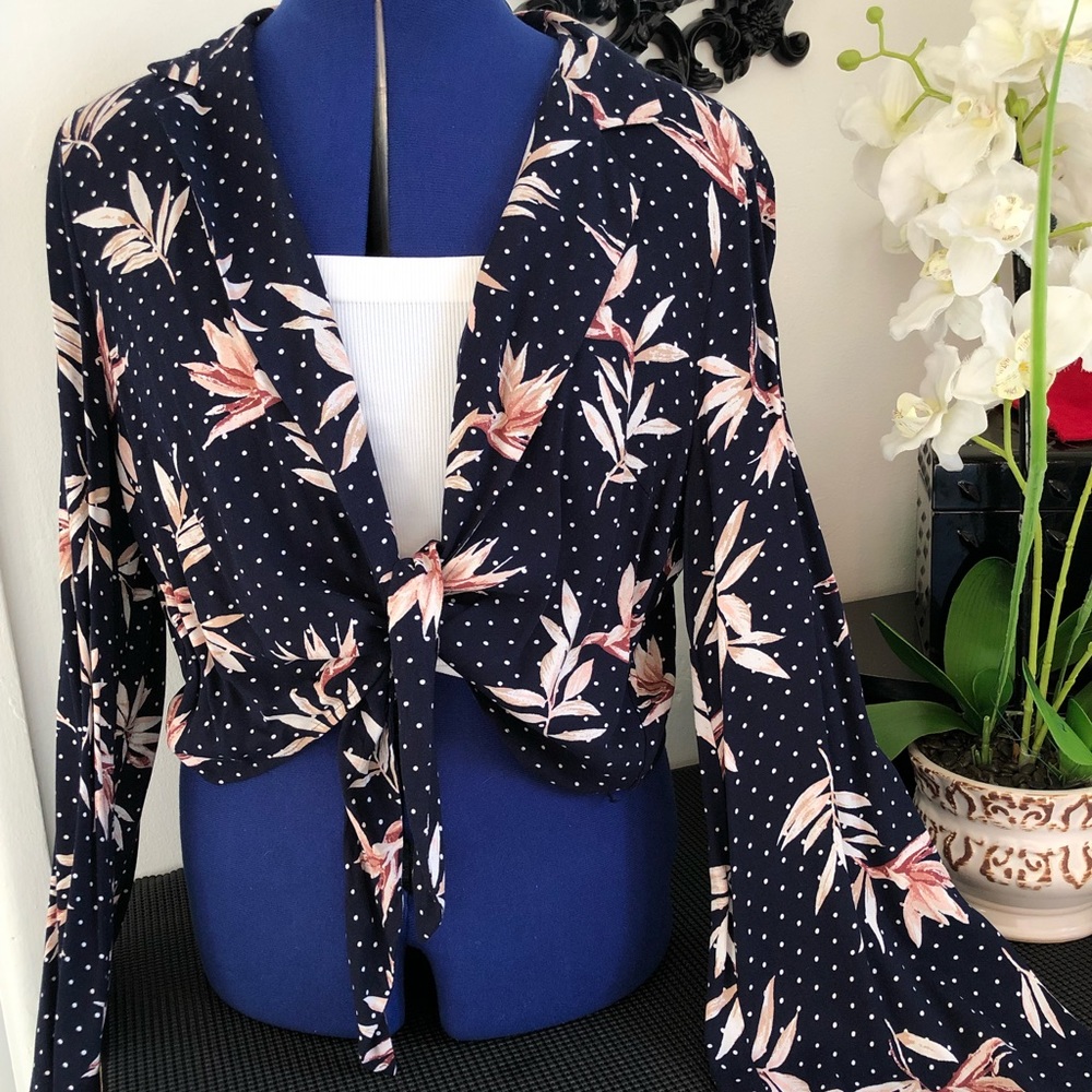 Navy Floral Crop Top